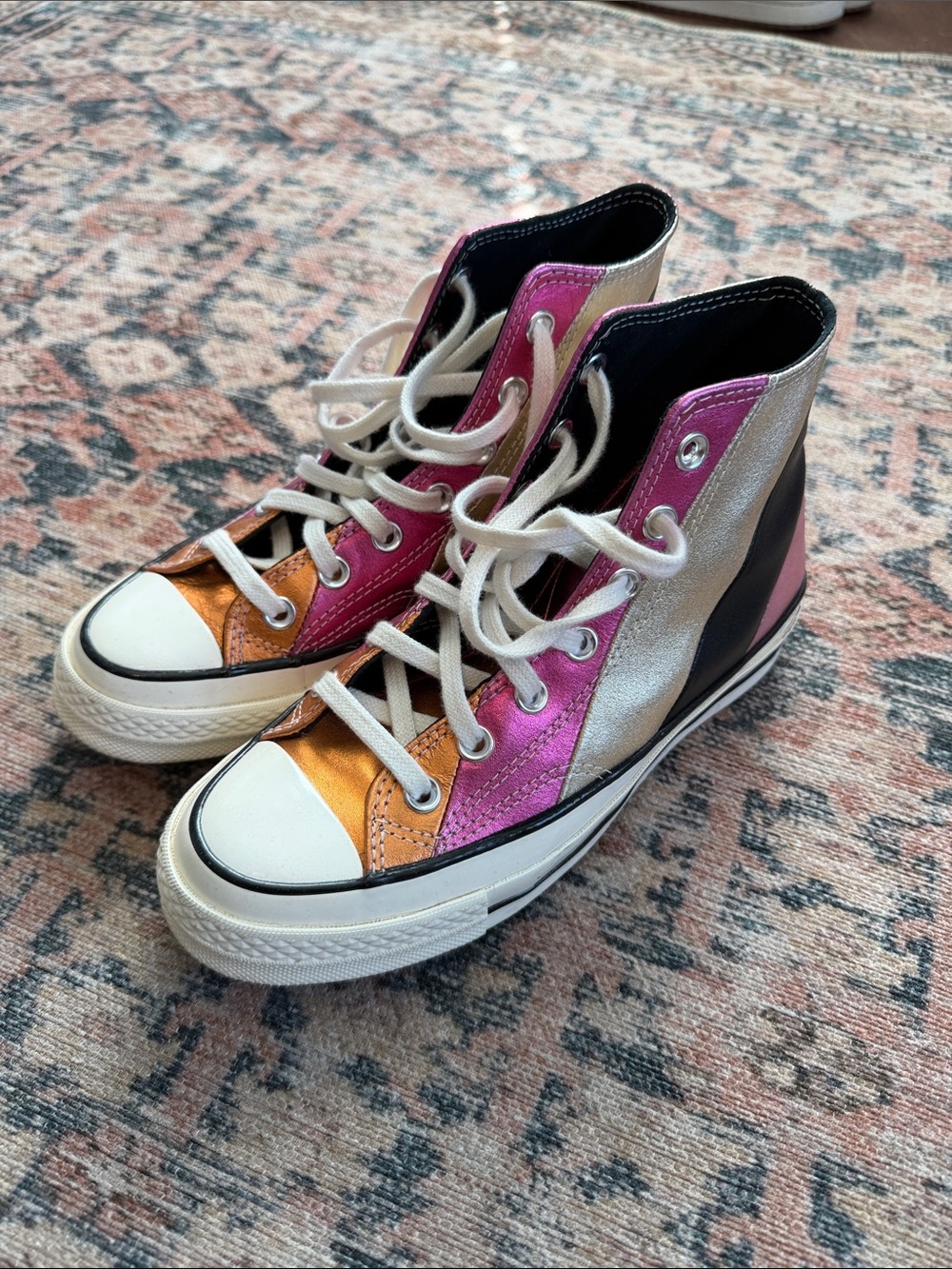 Converse All Star Metallic Orange & Pink Sz7 W